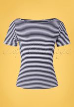 60s Sally Striped Top in Navy and White