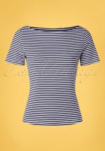 60s Sally Striped Top in Navy and White