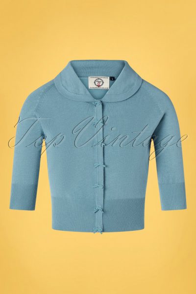 40s April Bow Cardigan in Baby Blue