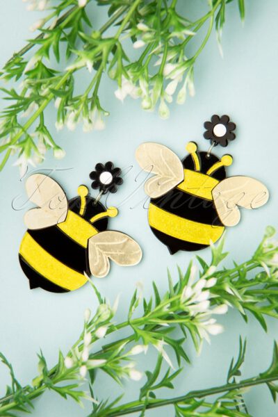 50s Bumble Bees Earrings in Yellow and Black
