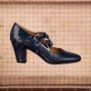 40s Back In Time Leather Pumps in Navy