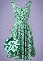 50s Selene Swing Dress in Green Floral