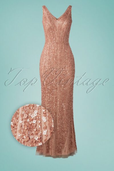 20s Sophie Sequin Maxi Dress in Rose Gold