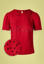 60s Leila Polkadot Blouse in Red
