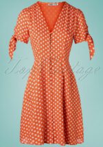 50s Riley Polkadot Dress in Orange