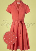 60s Hilda Pin Dot Swing Dress in Pale Red