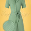 60s Daphne Pin Dot Swing Dress in Duck Egg Green