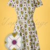 60s Cynthia Tile Floral Dress in Duck Egg Green