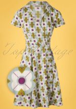 60s Cynthia Tile Floral Dress in Duck Egg Green