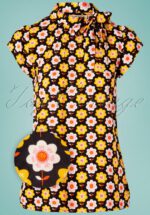 60s Anna Wallflower Top in Black