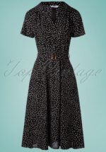 40s Spot Polkadot Swing Dress in Black