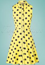 60s Sharen Polkadot Sun Dress in Yellow
