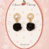 50s Pearl Rose Earrings in Black and Gold