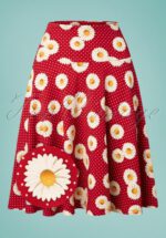 70s Daisy Circle Skirt in Polka Red