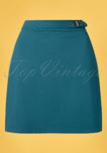 60s Nobody Can Be You Skirt in Petrol Blue