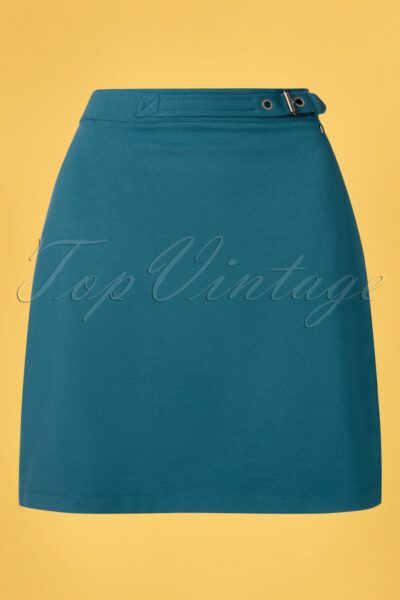 60s Nobody Can Be You Skirt in Petrol Blue