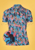 60s Don't Turn Your Back On Me Blouse in Blue