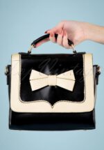 50s Chelsea White Bow Handbag in Black