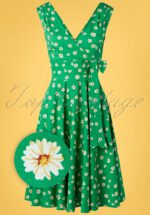 TopVintage exclusive ~50s Ashley Floral Swing Dress in Green