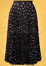 50s Aubrey Polkadot Pleated Skirt in Black