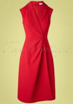 60s Lapel Wrap Dress in Lipstick Red