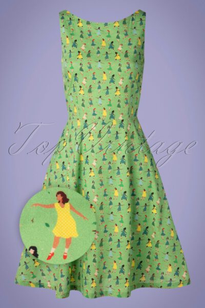60s Saga Dance Dress in Green