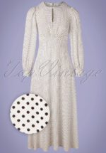 60s Vivi Polkadot Maxi Dress in Ivory