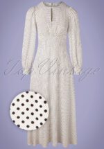 60s Vivi Polkadot Maxi Dress in Ivory