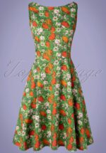 60s Saga Vallmo Dress in Green and Orange