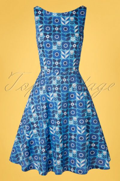 60s Saga Proslin Dress in Blue