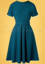 50s Pamy Swing Dress in Petrol Blue