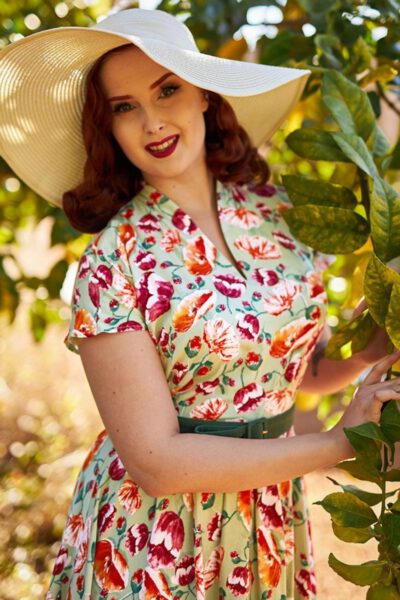 50s Acilia Swing Dress in Minty Floral