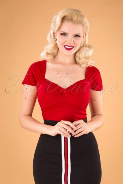 50s She Who Dares Top in Red