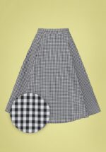 50s Gary Gingham Swing Skirt in Black and White