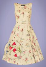 50s Bridget Floral Swing Dress in Cream