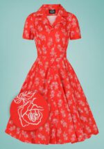 50s Ruby Rose Swing Dress in Red