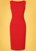 50s Aretha Wiggle Dress in Lipstick Red