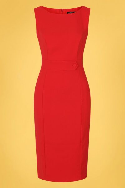 50s Aretha Wiggle Dress in Lipstick Red