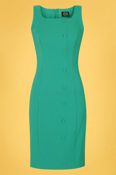 50s Diana Wiggle Dress in Turquoise