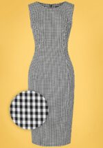 50s Gabrielle Gingham Wiggle Dress in Black and White