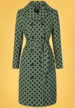 50s Nancy Polkadot Trench Coat in Green