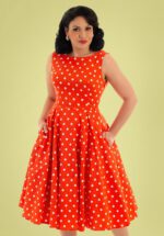 50s Sandy Polkadot Swing Dress in Red