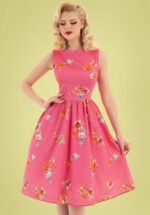 50s Polly Floral Swing Dress in Pink