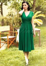 TopVintage exclusive ~ 50s Layla Cross Over Dress in Green