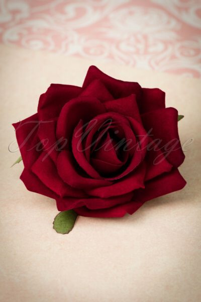 50s Bernie Rose Hair Clip in Dark Red