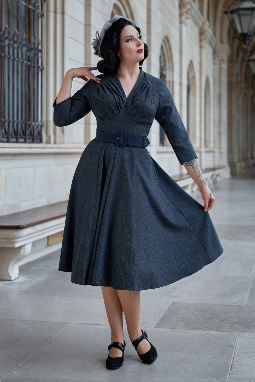 264592-Miss-Candyfloss-51545-Dress-Swing-Navy-Belt-003L-full