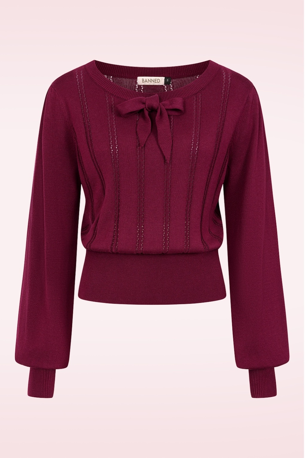 278593-Banned-54051-Knit-Sweater-Burgundy-Ajour-Bow-250115-001W-full