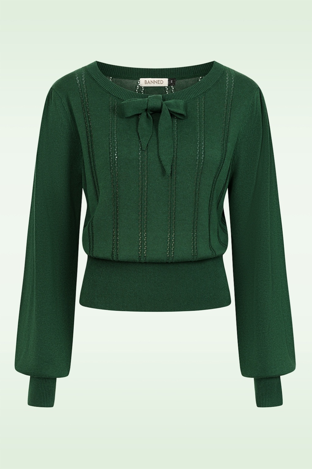 278639-Banned-54052-Knit-Sweater-Bottle-Green-Ajour-Bow-250115-001W-full