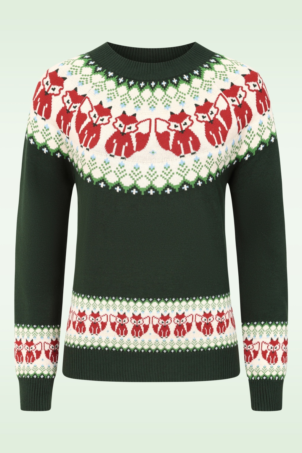 279039-Pretty-Vacant-54137-Sweater-Fox-Fairsle-Dark-Green-250829-001W-full