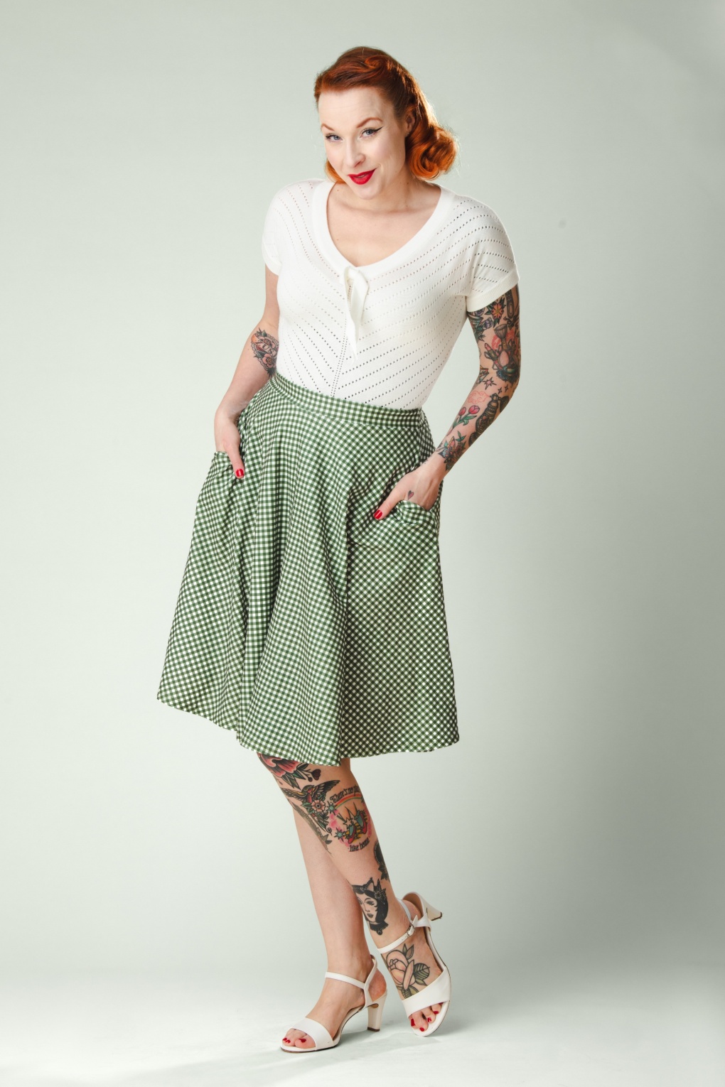 284316-Vintage-Chic-56074-Skirt-Swing-Check-Green-260120-001W-full